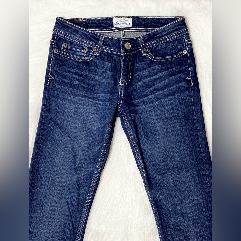 Girls Aeropostale Mid Rise Chelsea Dark Wash Bootcut Jeans Juniors Size 0 Long